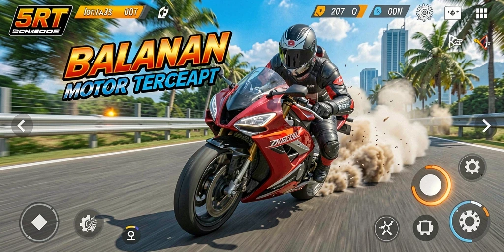 Tampilan mendebarkan saat balapan motor dengan kecepatan tinggi.