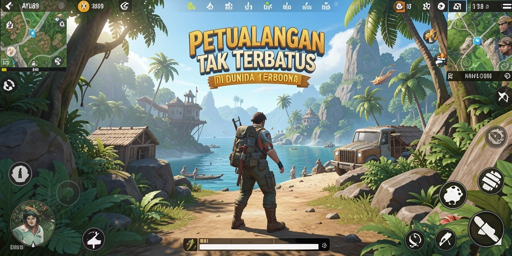 Gameplay AYU89 yang menampilkan eksplorasi dunia terbuka yang luas.