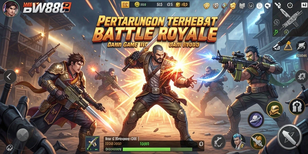 Tampilan gameplay BW888 yang menegangkan dalam pertempuran Battle Royale.