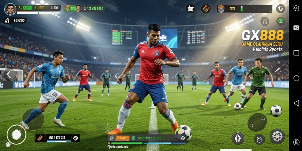 Tampilan gameplay GX88 yang mendebarkan dengan aksi olahraga nyata.