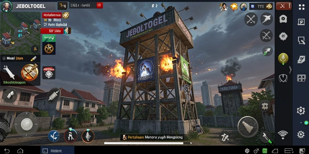 Tampilan gameplay menegangkan dari JEBOLTOGEL saat membangun pertahanan.