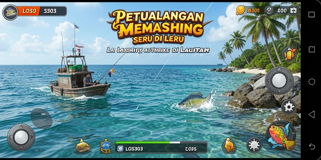 Tampilkan aksi memancing seru di lautan dengan grafis menawan.
