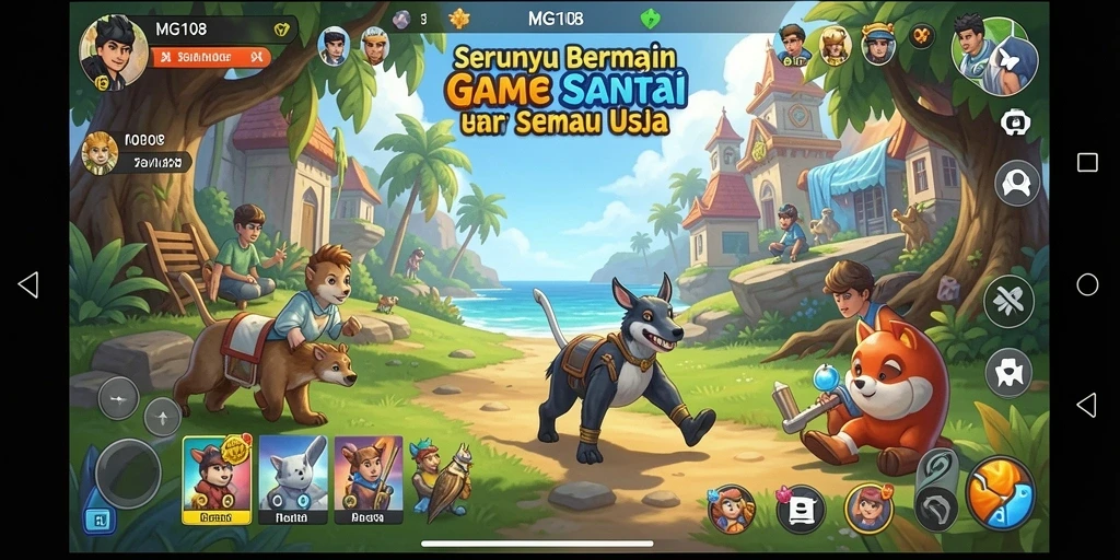 Tampilan gameplay MG108 yang menyenangkan dan penuh warna.