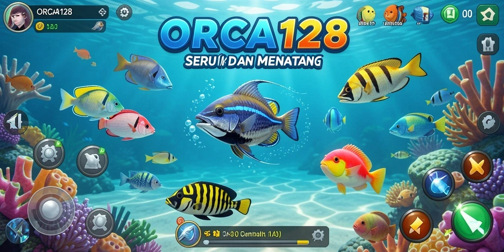 Tampilan gameplay ORCA128 yang memukau dan penuh aksi Tembak Ikan.