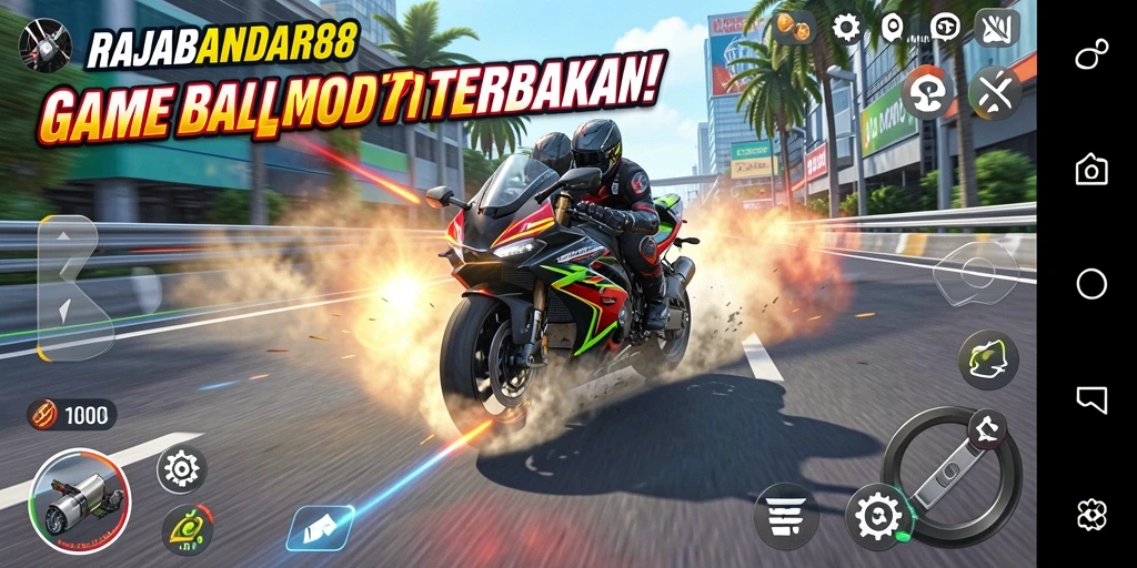 Screenshot gameplay RAJABANDAR88 dalam aksi balap motor.