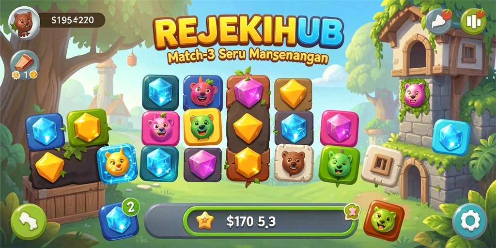 Gameplay seru dan menantang dari REJEKIHUB Match-3.