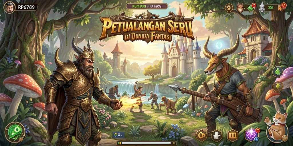 Gameplay RP6789 menampilkan pertarungan seru di dunia fantastis.