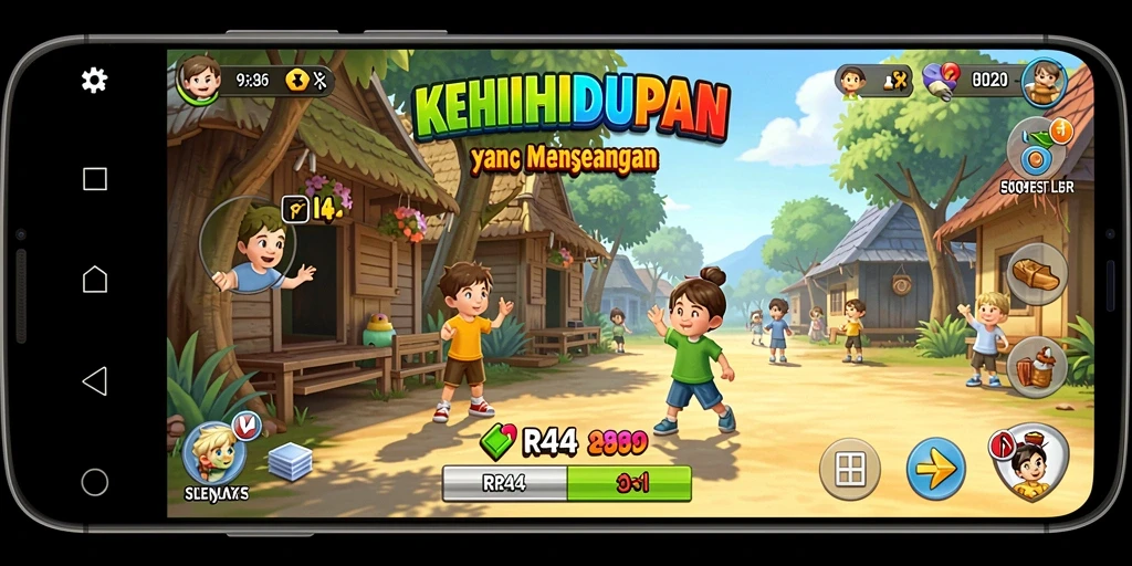 Screenshot gameplay RR44 yang menampilkan interaksi karakter dalam simulasi.