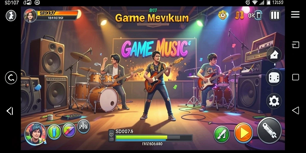 Menampilkan gameplay musik yang seru dan interaktif.